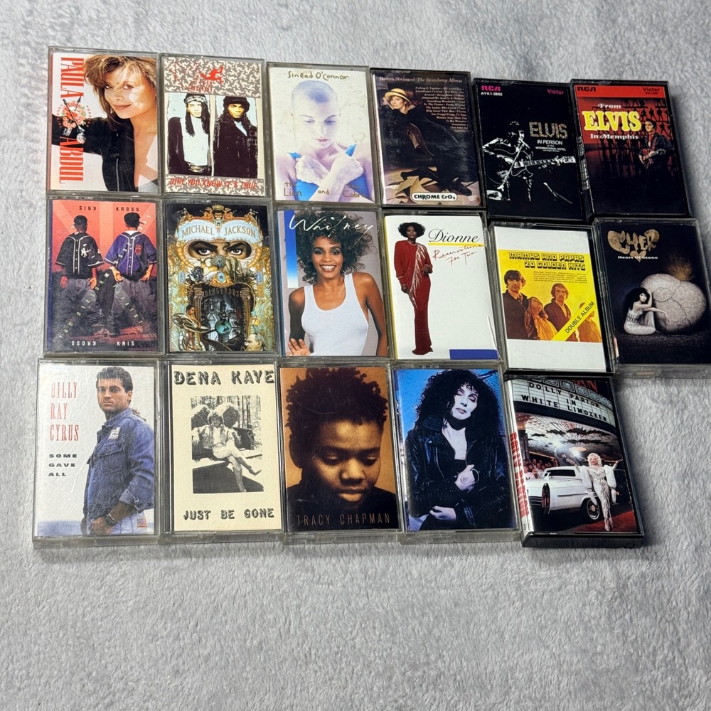 Cassette Tape Lot 16pc Michael Jackson Whitney Houston Elvis Pop Rock 80's